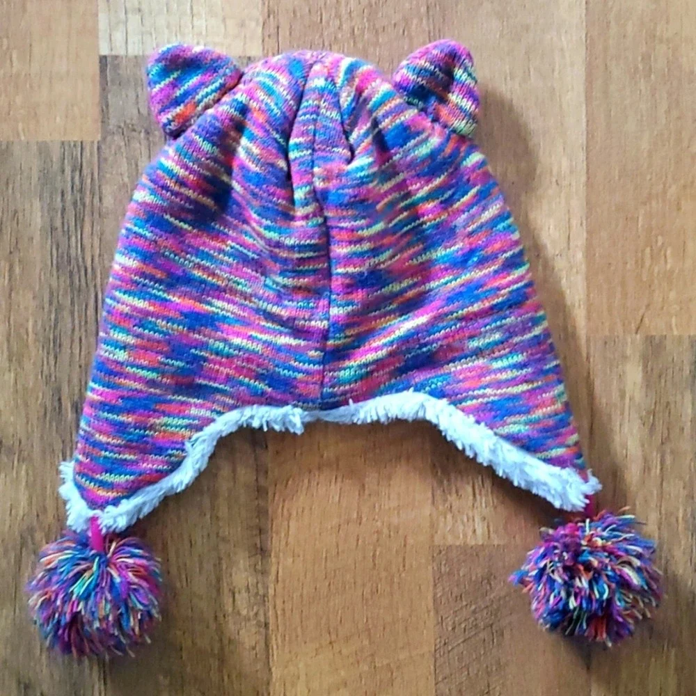 Rainbow Colored Kids Nepalese Fox or‎ Cat Hat